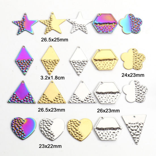 Picture of 304 Stainless Steel Geometry Series Charms Multicolor Geometric Texture