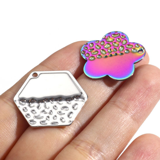 Picture of 304 Stainless Steel Geometry Series Charms Multicolor Geometric Texture