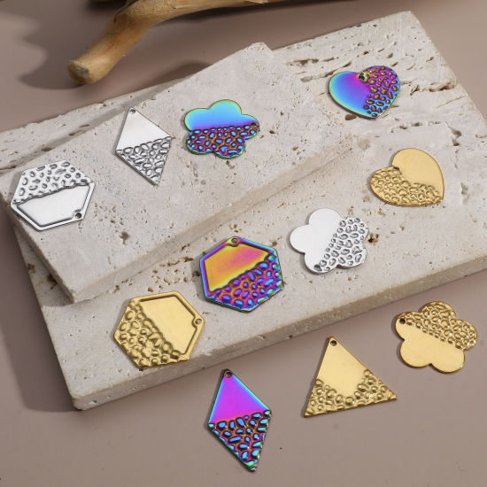 Picture of 304 Stainless Steel Geometry Series Charms Multicolor Geometric Texture