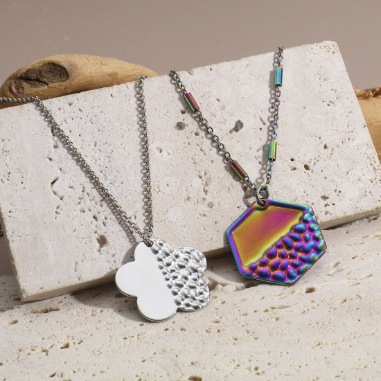 Picture of 304 Stainless Steel Geometry Series Charms Multicolor Geometric Texture