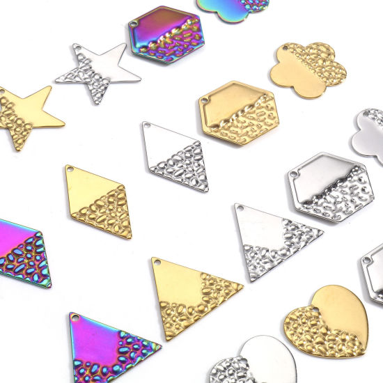 Picture of 304 Stainless Steel Geometry Series Charms Multicolor Geometric Texture