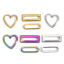 Picture of 5 PCs Vacuum Plating 304 Stainless Steel Connectors Charms Pendants Multicolor Rectangle Heart Hollow