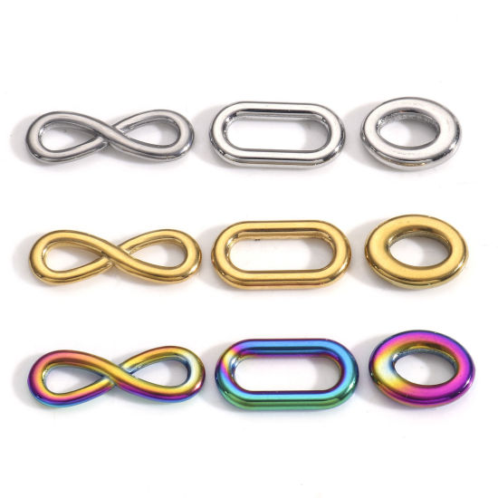 Imagen de 3 Unidades Enchapado al Vacío 304 Acero Inoxidable Conectores Dijes Colgantes Óvalo Multicolor Símbolo del infinito Hueco
