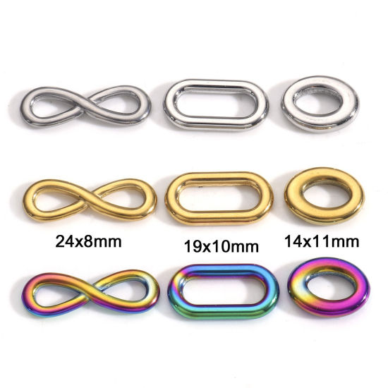 Imagen de 3 Unidades Enchapado al Vacío 304 Acero Inoxidable Conectores Dijes Colgantes Óvalo Multicolor Símbolo del infinito Hueco