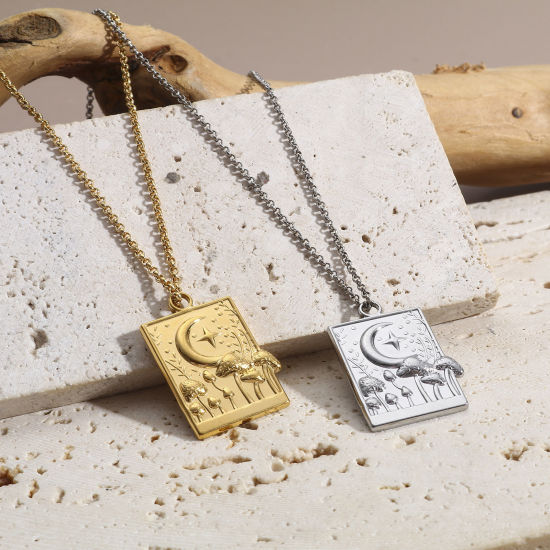 Picture of 304 Stainless Steel Charms Multicolor Half Moon Mushroom