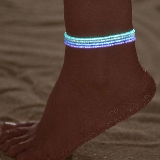 Bild von Muranoglas Leuchten im Dunkel Fußkettchen Set Bunt Perlen 1 Set
