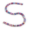 Picture of Polymer Clay Beads For DIY Jewelry Making Saucer Multicolor Flower Pattern About 9mm Dia