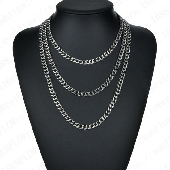 Imagen de 304 Acero Inoxidable Cadena de Eslabones Cubanos Collares 1 Unidad