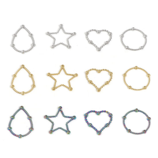 Immagine di 3 Pz Placcatura Sottovuoto 304 Acciaio Inossidabile Geometrico Pendenti Charms Connettori Cuore Multicolore