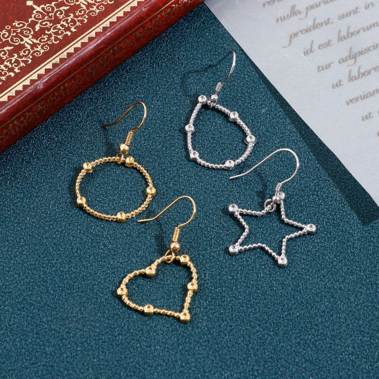 Immagine di 3 Pz Placcatura Sottovuoto 304 Acciaio Inossidabile Geometrico Pendenti Charms Connettori Cuore Multicolore