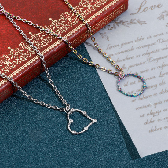 Immagine di 3 Pz Placcatura Sottovuoto 304 Acciaio Inossidabile Geometrico Pendenti Charms Connettori Cuore Multicolore