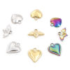 Bild von Umweltfreundliche Vakuumbeschichtung 304 Edelstahl Valentinstag Charms Herz Bunt Cabochon Fassung 3 Stück