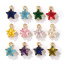 Picture of Brass Birthstone Charms 14K Real Gold Plated Star Multicolour Cubic Zirconia 7.5mm x 5mm