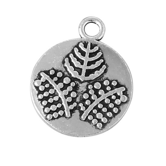 Picture of Zinc Based Alloy Charms Antique Silver Color Leaf Feather