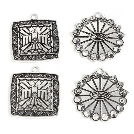 Zinc Based Alloy Boho Chic Bohemia Pendants Antique Silver Color Thunderbird Eye