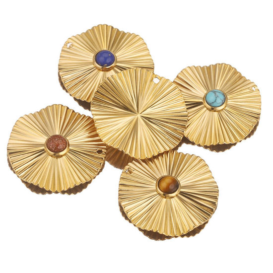 Изображение 304 Нержавеющая Сталь & Камень Богемный стиль Подвески геометрический 18K Позолоченный 28мм x 40мм, 1 ШТ