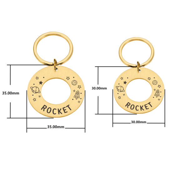 Picture of Stainless Steel & Iron Based Alloy Blank Stamping Tags Keychain & Keyring Circle Ring Drawbench