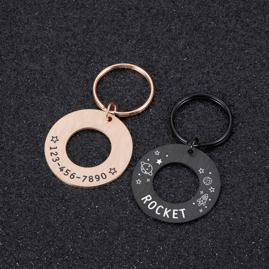 Picture of Stainless Steel & Iron Based Alloy Blank Stamping Tags Keychain & Keyring Circle Ring Drawbench