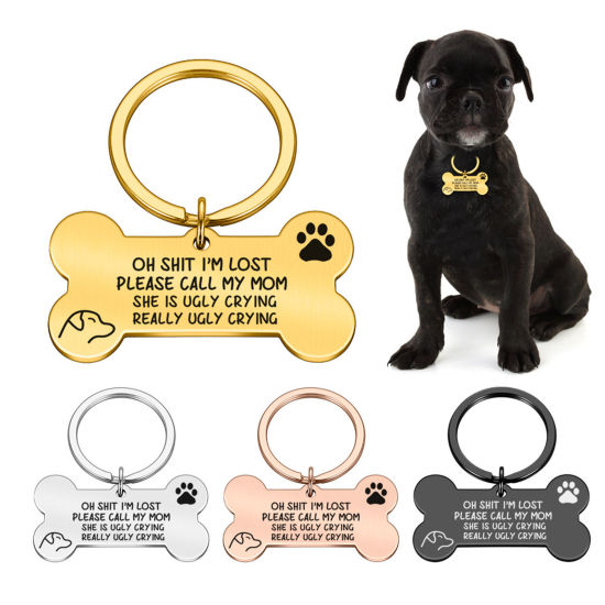 Picture of Stainless Steel & Iron Based Alloy Pet Memorial Blank Stamping Tags Keychain & Keyring Bone Double-sided Polishing