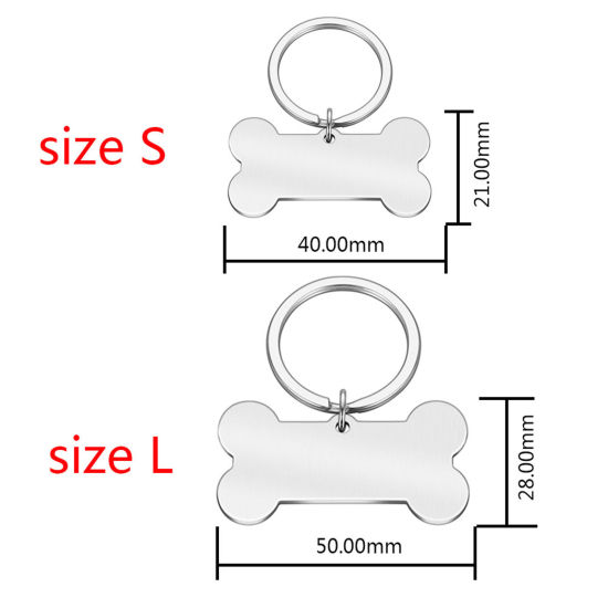 Picture of Stainless Steel & Iron Based Alloy Pet Memorial Blank Stamping Tags Keychain & Keyring Bone Double-sided Polishing