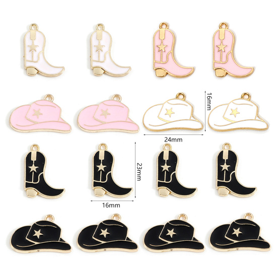 Picture of Zinc Based Alloy West Cowboy Charms Gold Plated Boots Hat Enamel