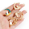 Imagen de Zamak Galaxia Colgantes Charms Chapado en Oro Luna Media Gato Esmalte 10 Unidades