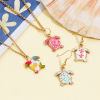 Imagen de Zamak Joyería del océano Colgantes Charms Chapado en Oro Multicolor Tortuga Marina Esmalte 22mm x 18mm, 10 Unidades