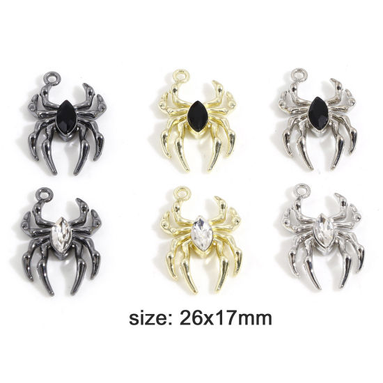 Imagen de Zamak Halloween Colgantes Charms Multicolor Halloween Araña 26mm x 17mm, 10 Unidades