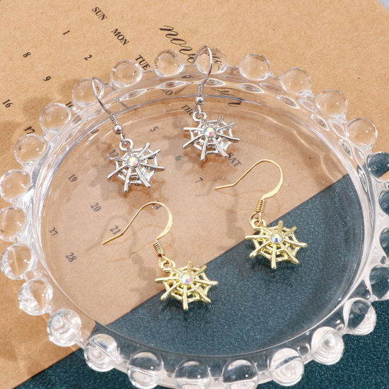 Immagine di Lega di Zinco Halloween Charms Multicolore Ragnatela 16mm x 15mm, 10 Pz