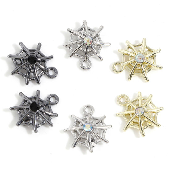 Immagine di Lega di Zinco Halloween Charms Multicolore Ragnatela 16mm x 15mm, 10 Pz