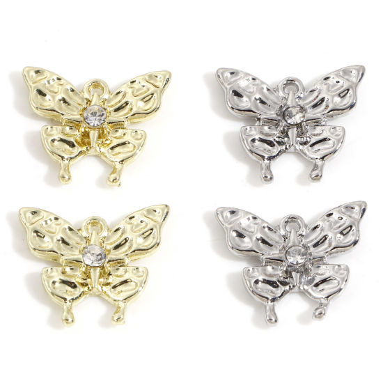 Immagine di Lega di Zinco Charms Multicolore Farfalla Trasparente Strass 18mm x 16mm, 10 Pz