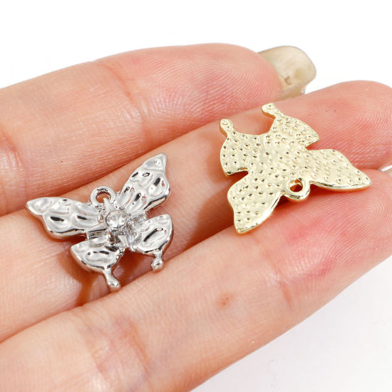 Immagine di Lega di Zinco Charms Multicolore Farfalla Trasparente Strass 18mm x 16mm, 10 Pz