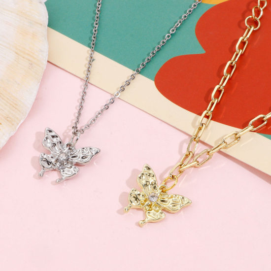 Immagine di Lega di Zinco Charms Multicolore Farfalla Trasparente Strass 18mm x 16mm, 10 Pz