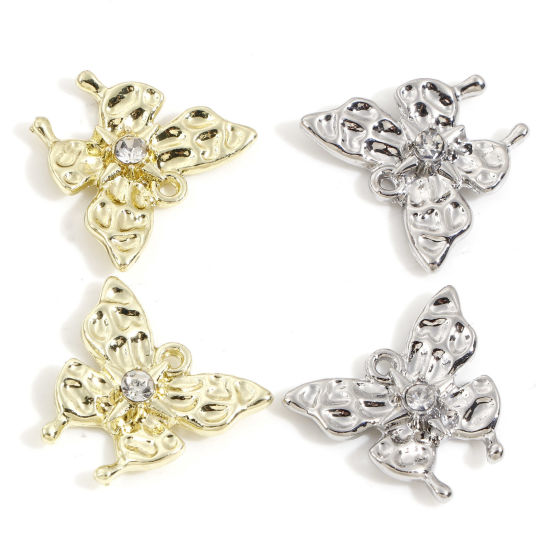 Immagine di Lega di Zinco Charms Multicolore Farfalla Trasparente Strass 18mm x 16mm, 10 Pz