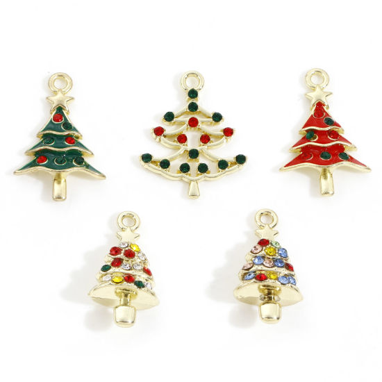 Picture of Zinc Based Alloy Christmas Charms Light Golden Christmas Tree