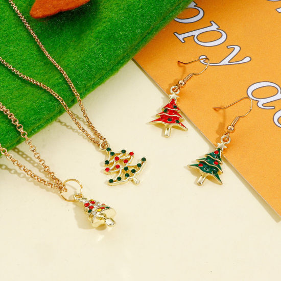 Picture of Zinc Based Alloy Christmas Charms Light Golden Christmas Tree