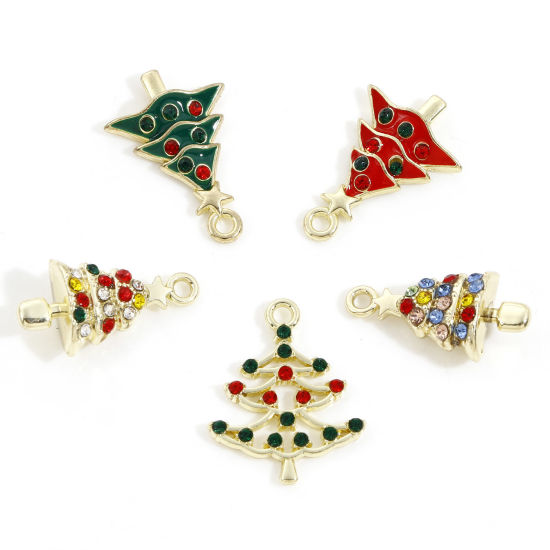 Picture of Zinc Based Alloy Christmas Charms Light Golden Christmas Tree