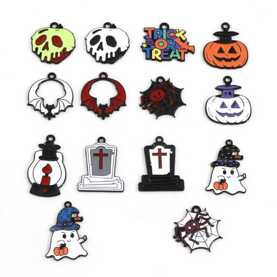 Bild von Zinklegierung Halloween Charms Bunt Emaille 10 Stück