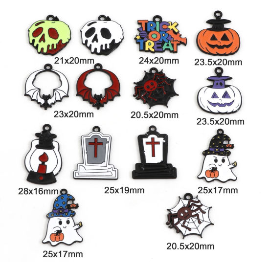 Bild von Zinklegierung Halloween Charms Bunt Emaille 10 Stück
