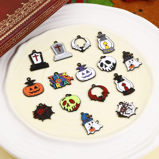 Bild von Zinklegierung Halloween Charms Bunt Emaille 10 Stück