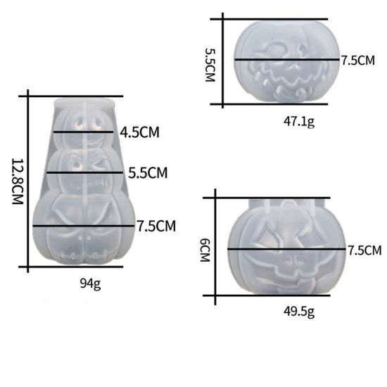 Изображение Силикон Хэллоуин Форма из смолы для изготовления мыла в форме свечи своими руками Тыква Белый 1 ШТ