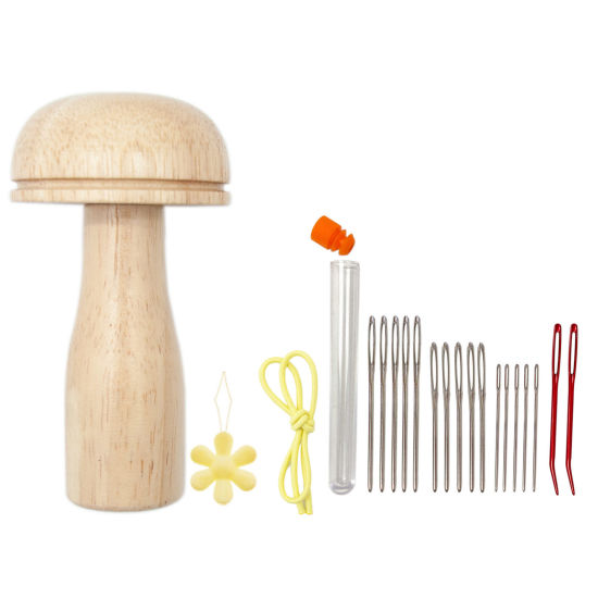 Picture of Wood Darning Sock Holes Crochet Knitting Mending Patching Tool Mushroom Natural