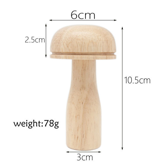 Picture of Wood Darning Sock Holes Crochet Knitting Mending Patching Tool Mushroom Natural