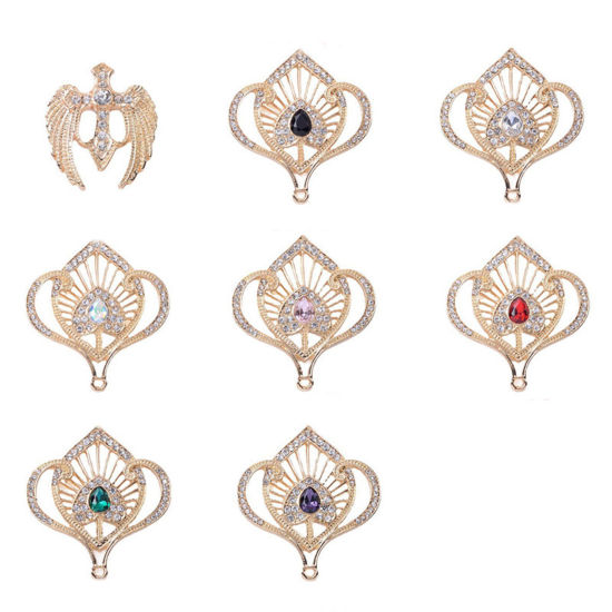 Imagen de Zamak Colgantes KC Dorado Multicolor En forma de abanico Transparente Rhinestone) 2 Unidades