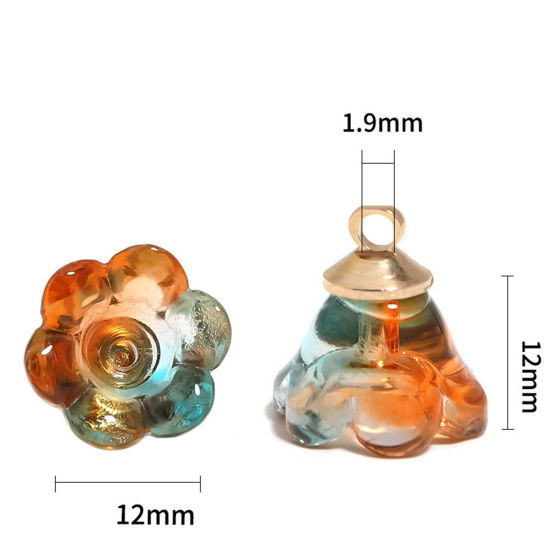 Bild von Muranoglas Charms Maiglöckchen Bunt Blumen Farbverlauf 12mm x 12mm, 10 Stück