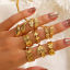 Picture of Eco-friendly Vacuum Plating Natural Pastoral Retro 18K Gold Plated 304 Stainless Steel Open Leaf Rings For Women Party