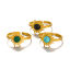Picture of Eco-friendly Vacuum Plating Retro Boho Chic Bohemia 18K Gold Plated 304 Stainless Steel & Stone Open Round Sunflower Rings For Women Party