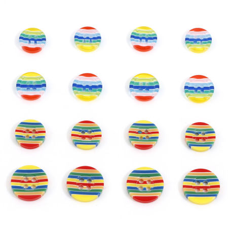 Resin Sewing Buttons Scrapbooking 4 Holes Round Stripe Multicolor