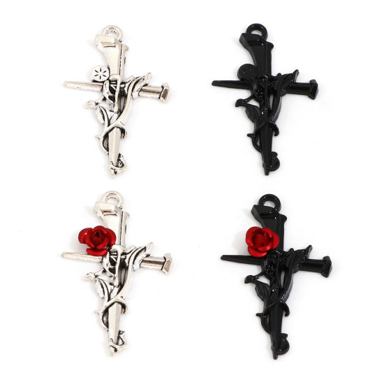 Immagine di Lega di Zinco Religione Ciondoli Croce 3.8cm x 2.3cm, 10 Pz