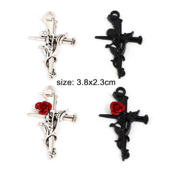 Immagine di Lega di Zinco Religione Ciondoli Croce 3.8cm x 2.3cm, 10 Pz